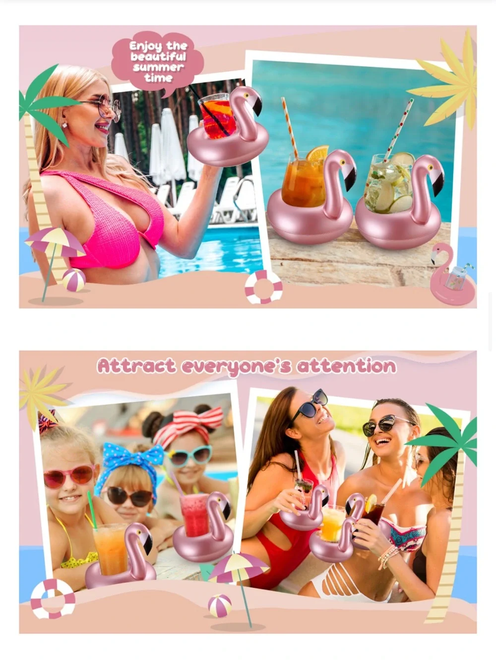 (12) Mini Flamingo Pool Floats Drink Holders (missed return window) never used